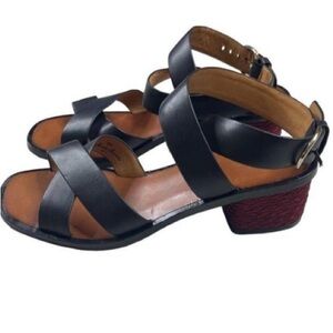 JOIE Rana Ankle Wrap Strappy Low Heel Leather Sandals Size 39 1/2